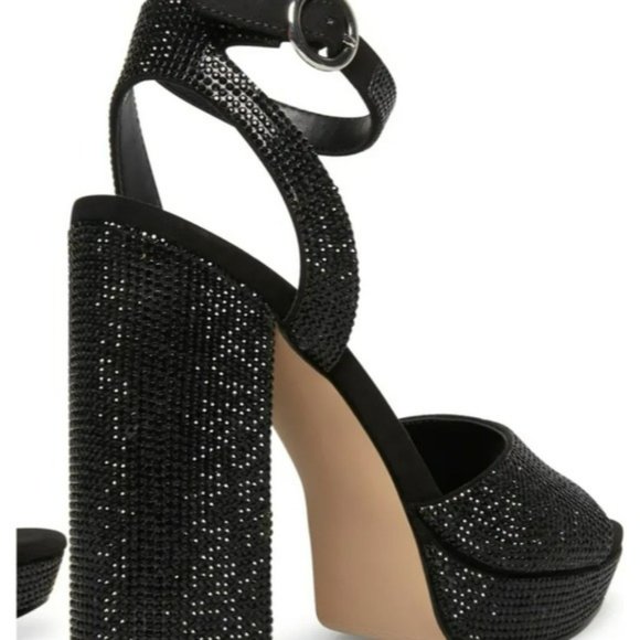 Madden Girl Summit Rhinestone Platform Sandals Black -6 - Picture 3 of 6